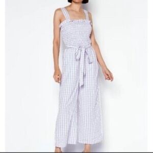 Riley & Rae Womens Checkered Square-Neck Sleeveless Jumpsuit Lilac petal
